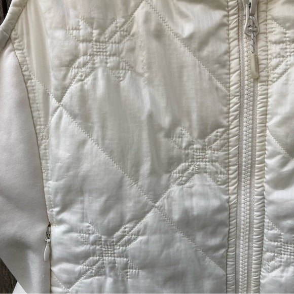 LL BEAN WOMEN SIZE MED. IVORY w/ BROWN MIXED COLLAR QUILTED LIGHTWEIGHT … - Picture 5 of 8